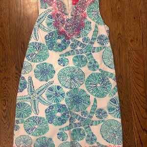 Lilly Pulitzer White and Blue Starfish Kids Casual Dress